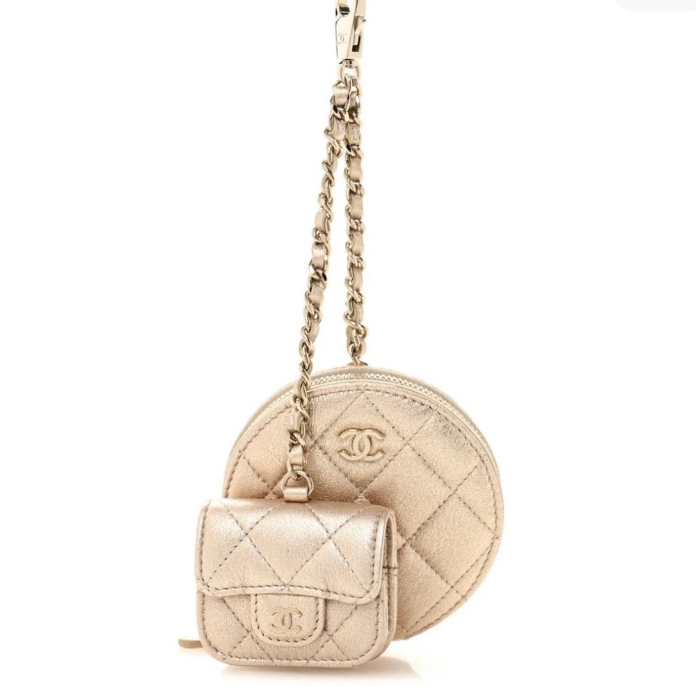 Chanel Gold Quilted Mini Bag Duo